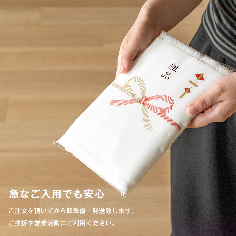 粗品 ご挨拶 のし 名入れ お年賀 タオル 白タオル 名刺ポケット